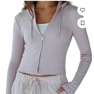 Urban Outfitters Out From Under Lilac Zip‎ Up Hoodie Cropped SP New With Tags